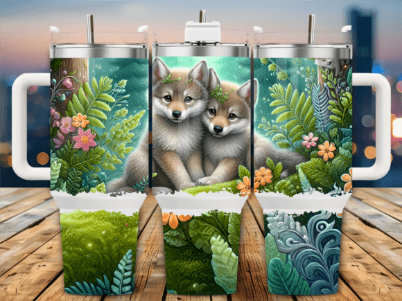 Adorable Foxes Green Forest 40oz Tumbler