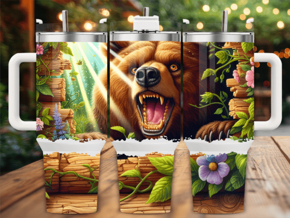Angry Bear Forest Scene 40oz Tumbler