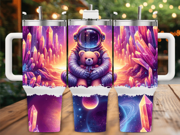 Astronaut Teddy Crystals 40oz Tumbler