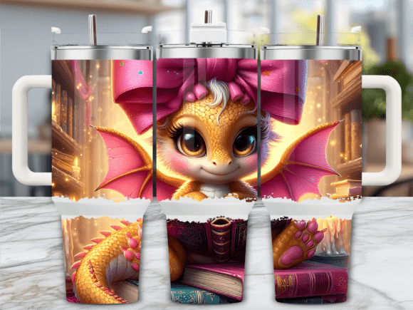 Baby Girl Dragon with Bow 40oz Tumbler