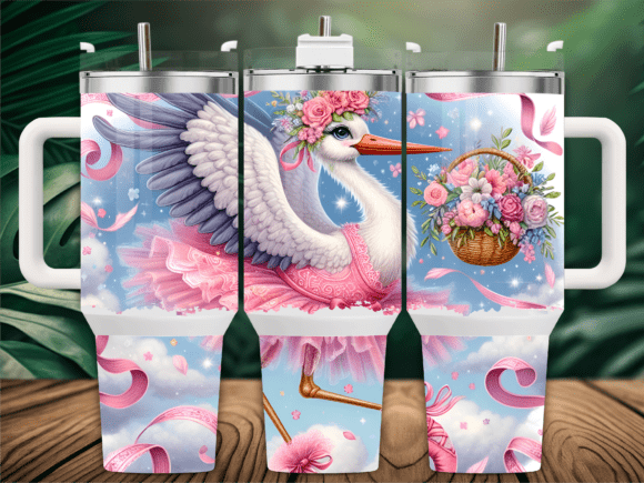 Ballet Stork Pink Flower 40oz Tumbler