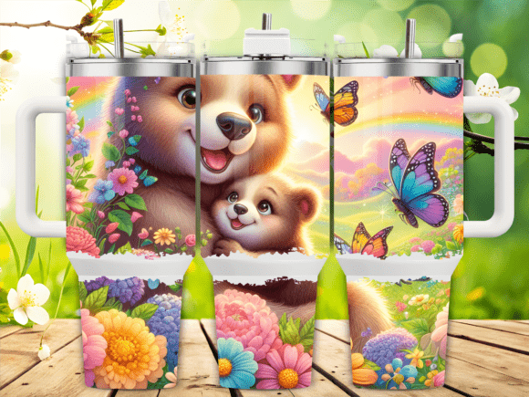 Bear Butterflies 40oz Tumbler Wrap
