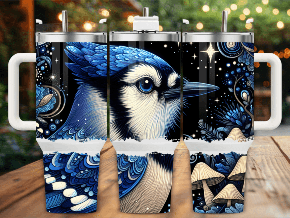 Blue Jay Forest Night 40oz Tumbler Wrap