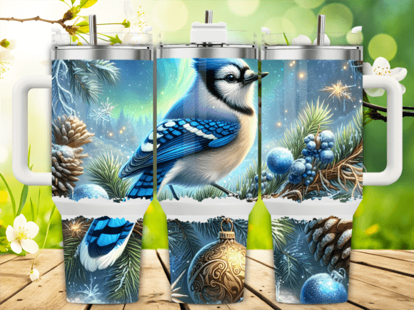 Christmas Blue Jay Holiday 40oz Tumbler