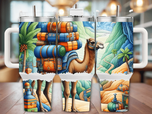 Colorful Travel Camel 40oz Tumbler Wrap