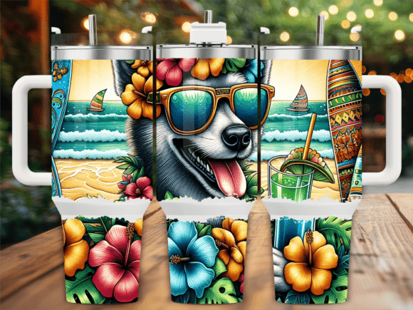 Cool Beach Dog Shades 40oz Tumbler Wrap