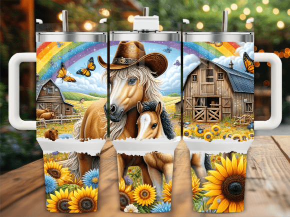 Country Horse Sunflowers 40oz Tumbler