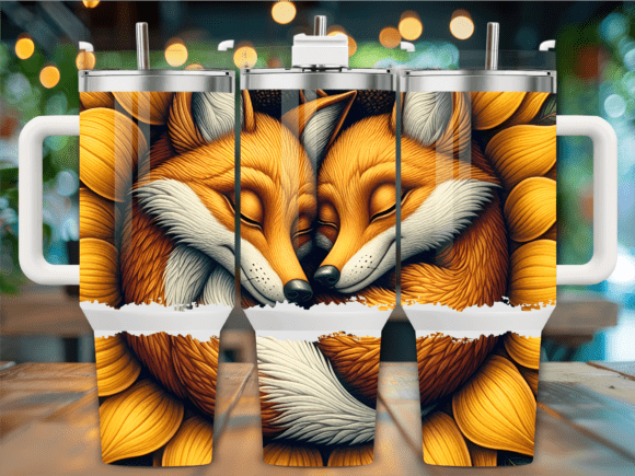 Couple Foxes Cozy Forest 40oz Tumbler