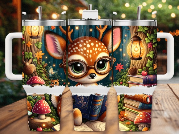 Cute Forest Deer Reading 40oz Tumbler
