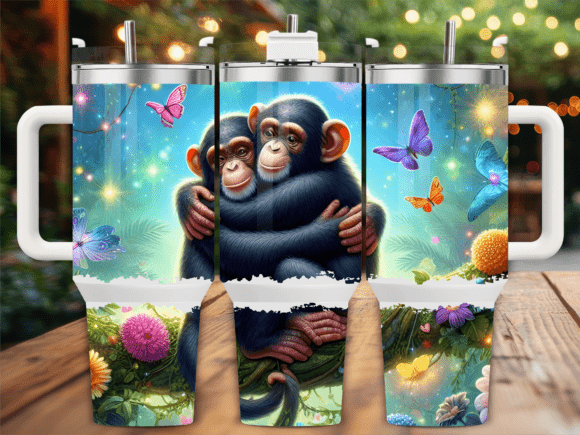 Cute Monkey Hug Jungle Tumbler Wrap