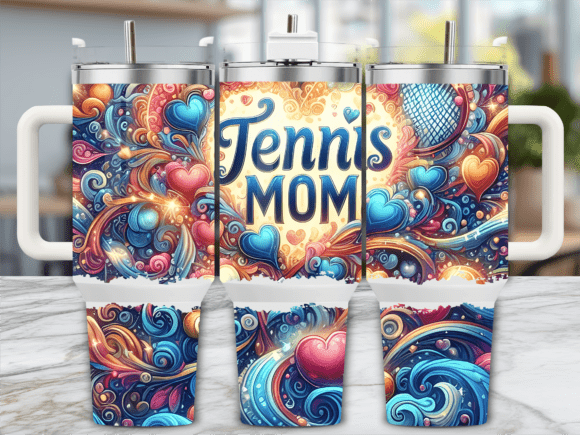 Elegant Blue Tennis Mom 40oz Tumbler