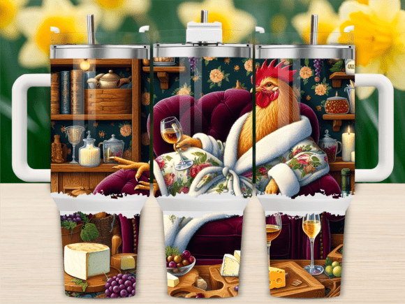 Farm Rooster Kitchen Wine Tumbler