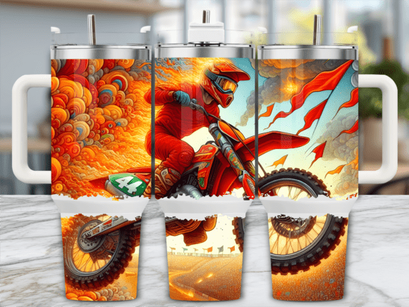 Fiery Red Dirt Bike Racer 40oz Tumbler