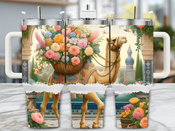 Floral Camel Art 40oz Tumbler Wrap