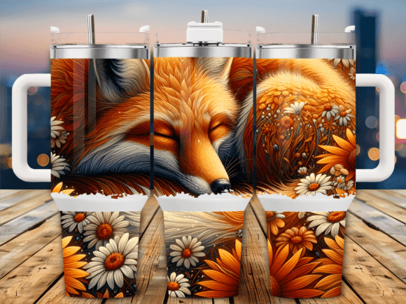 Fox Among Daisy Flowers 40oz Tumbler