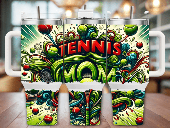 Funky Tennis Mom Balls 40oz Tumbler Wrap