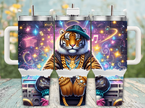 Gangsta Tiger Bling Music 40oz Tumbler