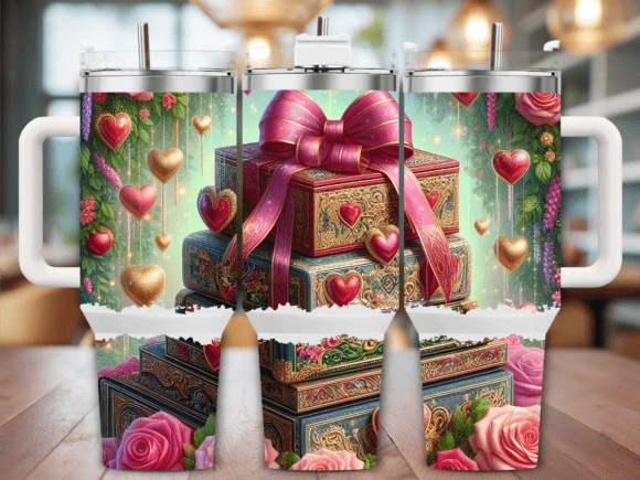 Gold Gift Box Hearts Roses 40oz Tumbler Embroidery Review