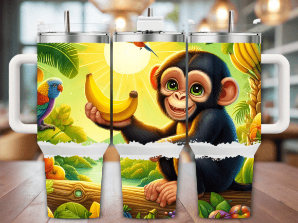 Happy Banana Monkey 40oz Tumbler Wrap