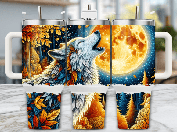 Howling Wolf Moonlight Fall 40oz Tumbler