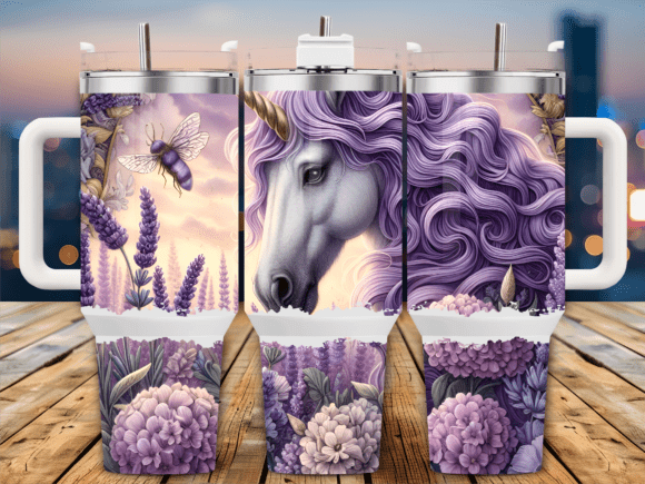 Lavender Unicorn Flowers 40oz Tumbler
