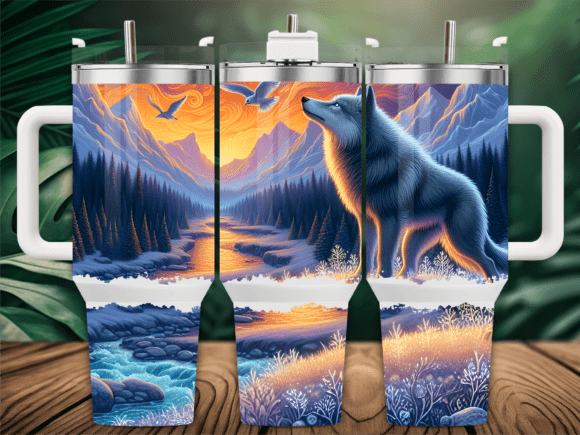 Majestic Wolf Winter Tumbler Wrap