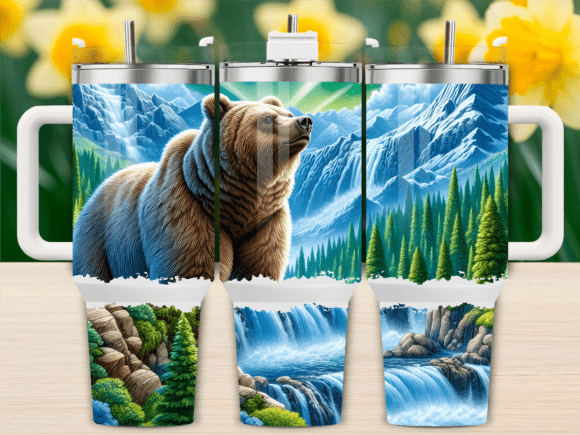 Mountain Bear and Waterfall 40oz Tumbler
