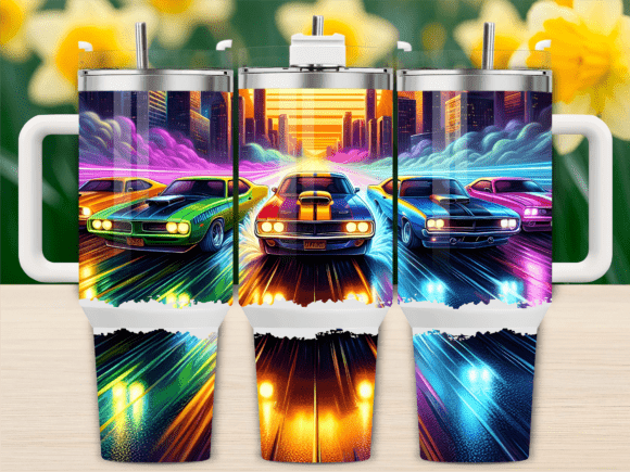 Neon Street Race Scene 40oz Tumbler Wrap
