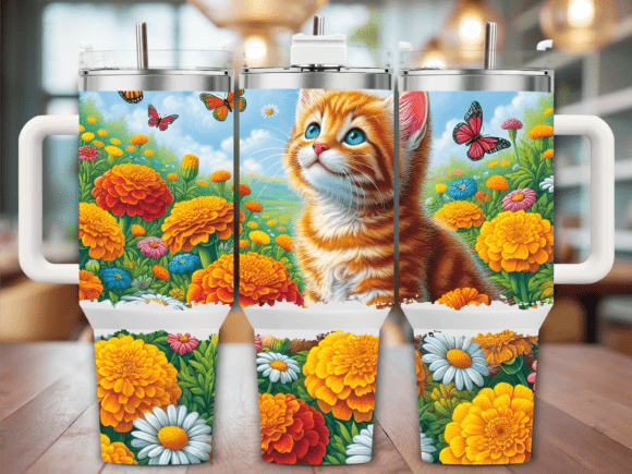 Orange Tabby Cat Garden 40oz Tumbler