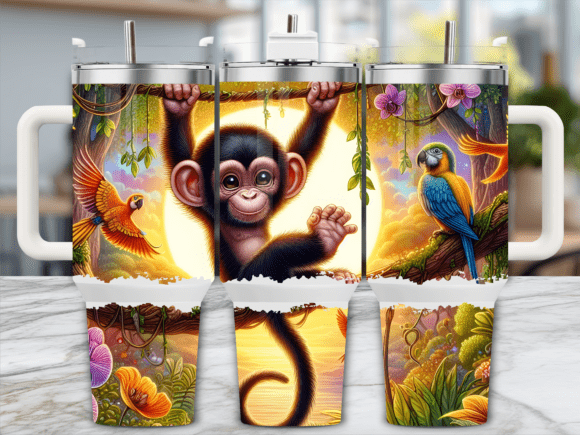 Playful Monkey Jungle 40oz Tumbler Wrap