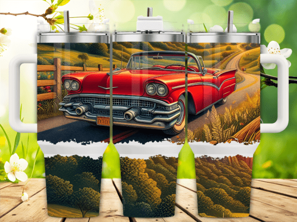 Red Vintage Farm Road Tumbler Wrap