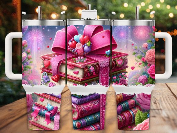 Romantic Book Stack Bow 40oz Tumbler