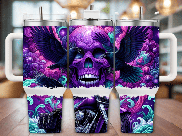 Skull Raven Motorcycle 40oz Tumbler