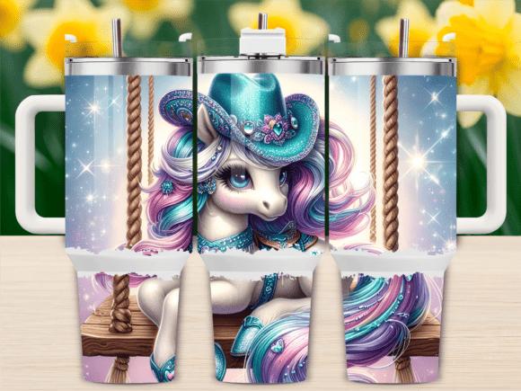 Sparkly Cowgirl Unicorn Tumbler Wrap