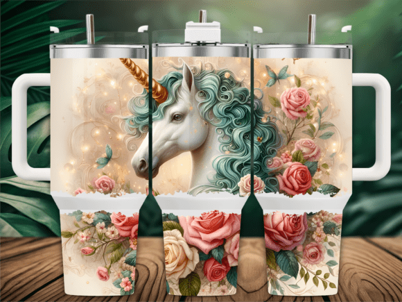 Unicorn Roses Butterflies 40oz Tumbler