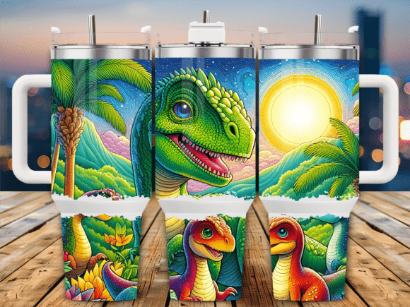 Vibrant Dinosaurs in Lush 40oz Tumbler